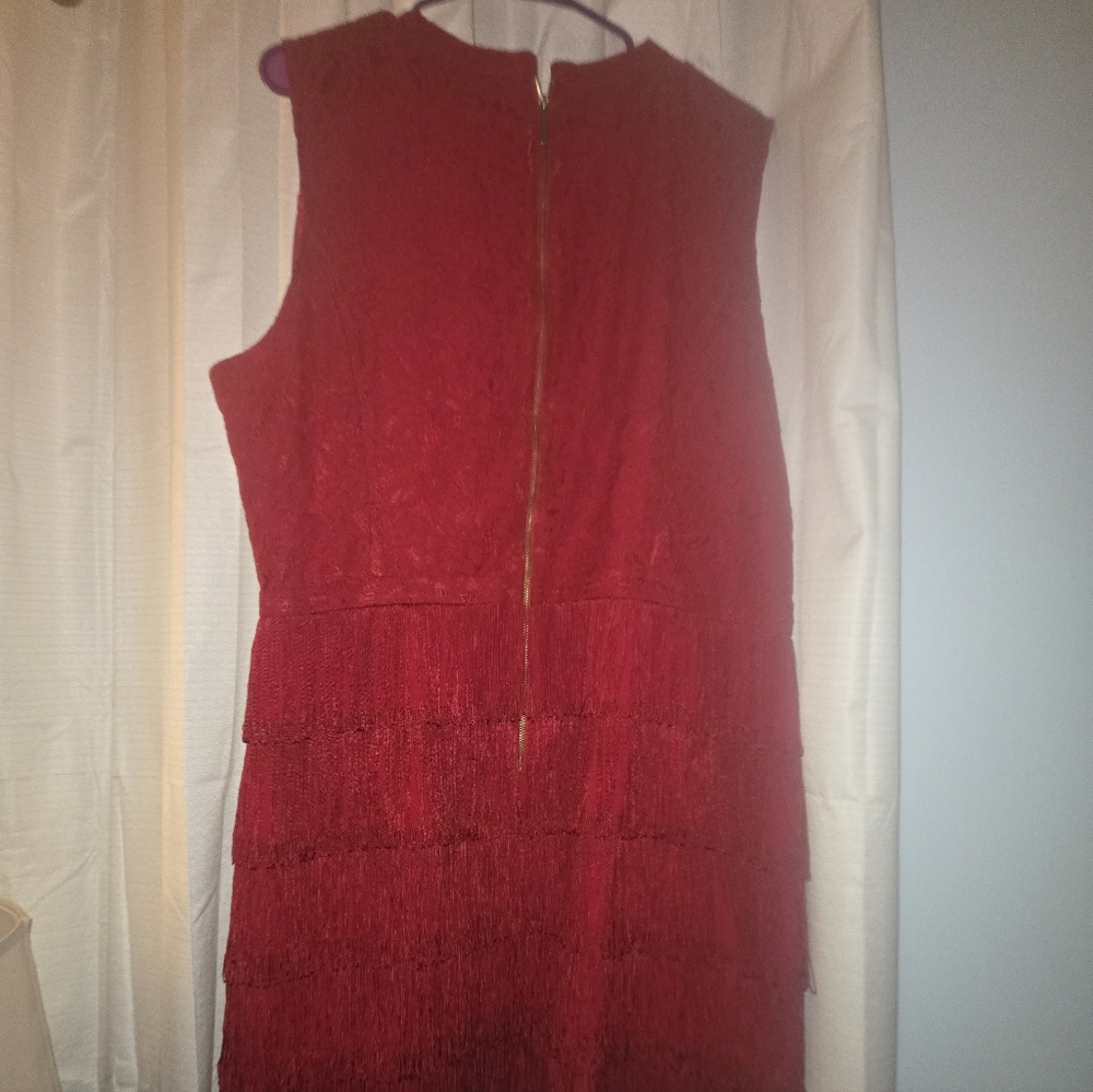 Oasis Red Fringe Mini Dress